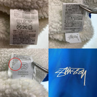 STUSSY ステューシー Champion チャンピオン 裏ボアコーチジャケット 前後ロゴ ブルー sizeM 瑞穂店