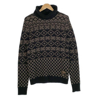 DIESEL ディーゼル K-WEET SWEATER 幾何学模様 ウール ナイロン タートルネックニットセーター ブラック Size L 福生店