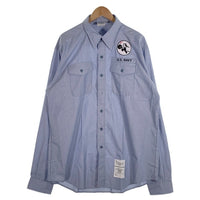 90's DSCP U.S.NAVY 米海軍 ユーティリティシャツ ワッペン後付け ライトブルー 98年会計 Size XXL 福生店