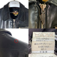 HARLEY DAVIDSON ハーレーダビッドソン レザー シングルライダース ブラック sizeS※全体的にダメージ使用感あり 瑞穂店