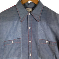 70`s BIGMAC ビッグマック シャンブレーシャツ 半袖 ライトブルー コットン ポリエステル バンダナカスタム Size M 相当 福生店