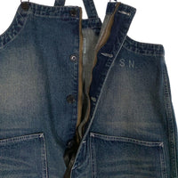 HOUSTON ヒューストン U.S.N. デニムデッキパンツ オーバーオール インディゴ USED加工 Size L 福生店