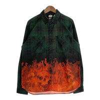 NEIGHBORHOOD ネイバーフッド 19SS VLONE ヴィーローン NHVL.LUMBERS/C-SHIRT LS ランバーチェックシャツ フレイムスカルプリント フランネル グリーン 191BEVLN-SHM01S Size L 福生店