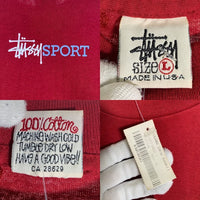 90's STUSSY ステューシー BASIC-S Tee Sプリント Tシャツ ボルドー USA製 白タグ デッドストック Size L 福生店