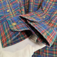 80-90's Calvin Klein カルバンクライン コットン チェックシャツ ブルー レッド 香港製 オールド Size M 福生店