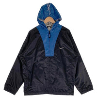 90-00's NIKE ナイキ ジップアップジャケット パーカー ブラック ブルー ポリエステル 白タグ Size XL(18-20) 福生店