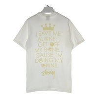 STUSSY ステューシー LEAVE ME ALONE ロゴモチーフ Tシャツ ホワイト sizeM 瑞穂店