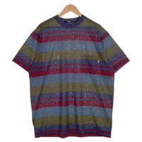 80's STUSSY ステューシー マルチボーダー ポケットTシャツ ネイビー USA製 黒タグ Size XL 福生店
