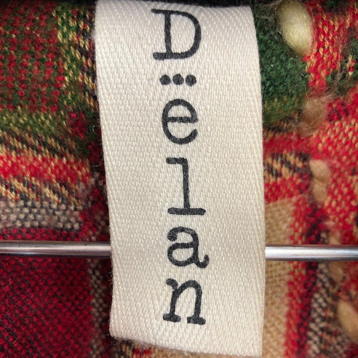 Delan デラン 切り替えレザージャケット リブ 内側刺繍生地 ブラック size56 瑞穂店