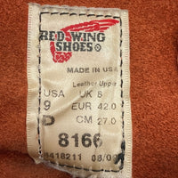 Red Wing レッドウィング 8166 09年 アイリッシュセッター プレーントゥ オロラセット ブーツ ブラウン sizeUS9 瑞穂店