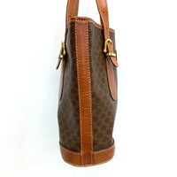 CELINE セリーヌ ヴィンテージ ショルダー ハンドバッグ マカダム トリオンフロゴ バケツ型 PVCレザー ブラウン 瑞穂店