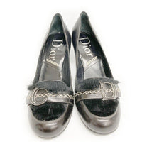 Christian Dior クリスチャンディオール レザーパンプス バックル&ファー付き ブラック size36 1/2 瑞穂店
