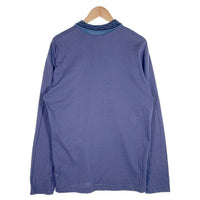 80's STUSSY ステューシー コットン ロングスリーブポロシャツ ネイビー 襟ジャカード USA製 黒タグ Size M 福生店