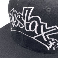 80-90's vestax ベスタクス ウール アクリル 6パネルキャップ スナップバック ブラック 刺繡 台湾製 福生店