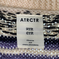 ATRCTR アトラクタ Hand knit zip cardigan ハンド ニット ジップ カーディガン ウール クリーム パープル Size 2 福生店
