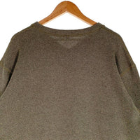 90's STUSSY ステューシー ショーンフォントロゴ刺繡 コットンポリ Vネック ニットセーター オリーブ USA製 紺タグ Size L 福生店