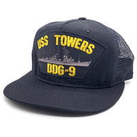 90's 米海軍 USS 強襲揚陸艦 TOWERS DDG-9 スナップバック メッシュキャップ ネイビー ステンシル 福生店