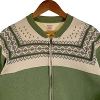 FLAT HEAD フラットヘッド 雪柄 ジップアップ スウェットトレーナー グリーン Size M 福生店