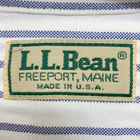 L.L.Bean エルエルビーン USA製 90s オックスフード ストライプ B.D 長袖シャツ ホワイト×ブルー size15 1/2-33 瑞穂店