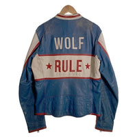 DIESEL ディーゼル Leather moto Racing Jacket モトレーシング ジャケット ゴートスキン ライダース ブルー ホワイト Size L 福生店