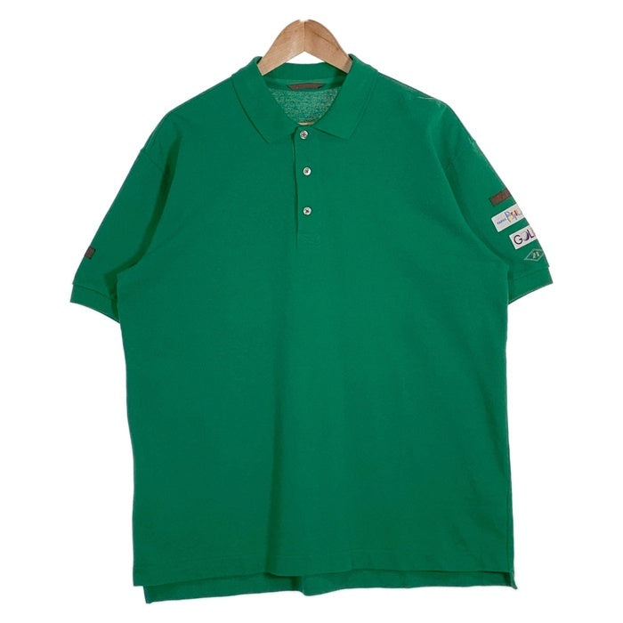 Papas パパス ポロシャツ グリーン 鹿の子 GOLF 袖ワッペン Size