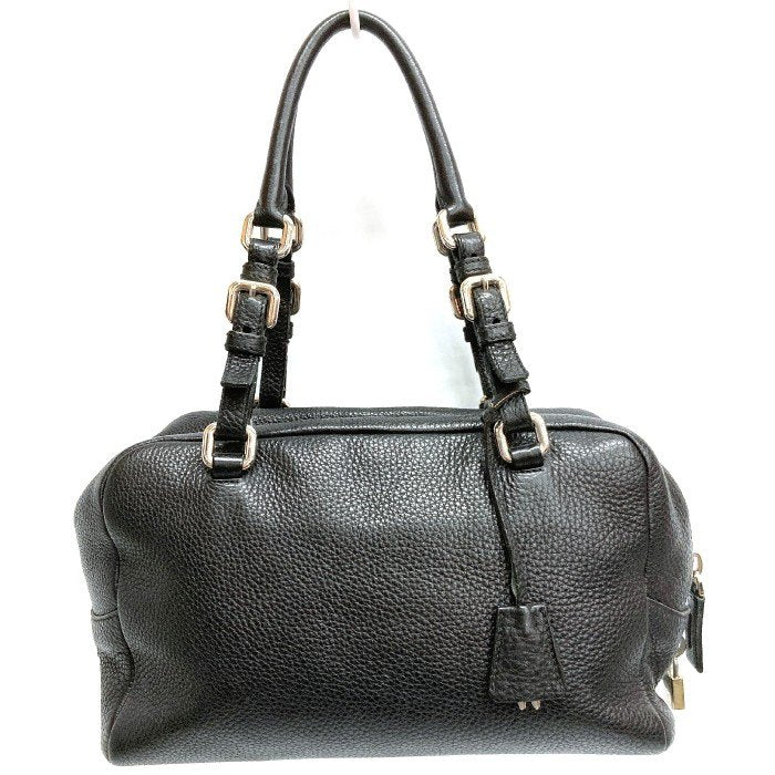 PRADA ブラック レザーバック　ポスドンパック 中古・古着通販】PRADA (プラダ) レザーボストンバッグ ブラック