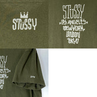 STUSSY ステューシー ワールドツアー 前面プリント Tシャツ カーキ sizeL 瑞穂店