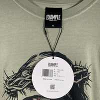 EXAMPLE エグザンプル JESUSIS L/S TEE ジーザス プリント 長袖 Tシャツ ロンT カーキ ex24aw-to-0006 Size XL 福生店