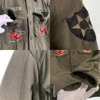 50's U.S.ARMY 米軍 WOOL SHIRTS ウールシャツ スカ刺繡 オリーブ OG-108 クロスヨーク プリーツ Size M 相当 福生店