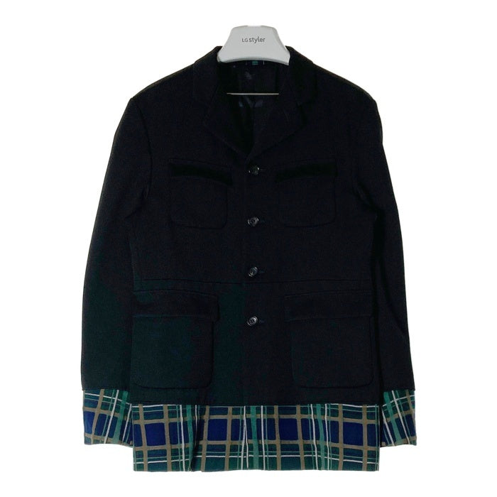 COMME des GARCONS HOMME PLUS コムデギャルソンオムプリュス PJ-04042S ドッキングロック期 アーカイブ  チェック切替 再構築 ポリエステル ウール ジャケット ブラック sizeS 瑞穂店