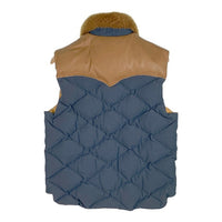 Cushman クッシュマン N/C クロス ダウンベスト レザーヨーク 襟ボア ブルー ブラウン 21133 Size M 福生店