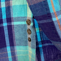 Eddie Bauer エディーバウアー 黒タグ 香港製 マドラスチェック ボタンダウン 半袖シャツ パープルxブルー sizeL 瑞穂店