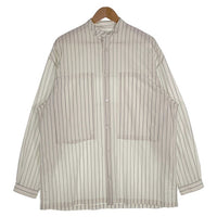E.TAUTZ イートウツ バンドカラー コットン ストライプシャツ オーバーサイズ クリーム GKG-58310-B Size S 福生店