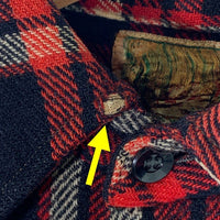 40's ウールシャツ マチ付 レッド ブラック ブランド不明 Size M 相当 福生店