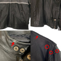 HOT LEATHERS ホットレザー スタンドカラー レザーシングルライダースジャケット ブラック グレー ライナー無 Size 44 福生店