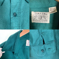 70's ORVIS オービス フランネルシャツ プレーン グリーン Size M 相当 福生店