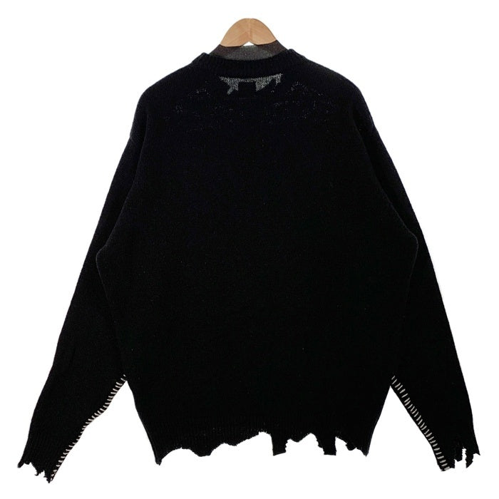 SAINT Mxxxxxx セントマイケル 22AW CLF MEN KNIT ウールニットセーター ブラック ダメージ加工  SM-A22-0000-033 Size S 福生店