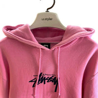 Stussy ステューシー ロゴ刺繍 パーカー ピンク sizeL 瑞穂店