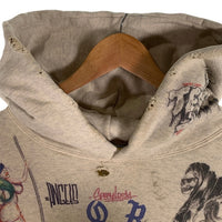 SAINT Mxxxxxx セントマイケル 24SS BORN×RAISED ボーンアンドレイズド HOODIE LA USED/ダメージ加工 プルオーバースウェットパーカー グレー SM-YS8-0000-C11 Size L 福生店