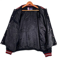 90's NBA CHICAGO BULLS シカゴ・ブルズ コットン スタジアムジャケット スタジャン JH DESIGN ジェフハミルトン ブラック レッド Size 4XL 福生店