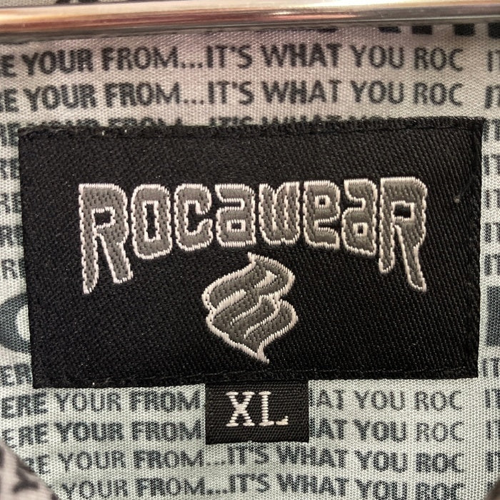 ROCAWEAR ロカウェア 総柄 オープンカラー 半袖シャツ グレー