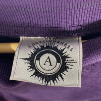 90's anarchic adjustment アナーキックアジャストメント パイル地 半袖トップス リブネック パープル USA製 Size M 福生店