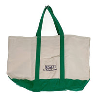 Polo by Ralph Lauren ポロラルフローレン キャンバス トートバッグ ホワイト グリーン ロゴ刺繡 福生店