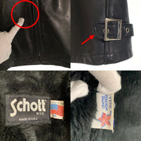 Schott ショット レザーシングルライダースジャケット 641 ボアライナー付 ブラック Size 34 福生店