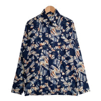 70's Sears シアーズ KINGS ROAD ポリエステル シャツ 幾何学模様 長袖 ネイビー Size M 福生店