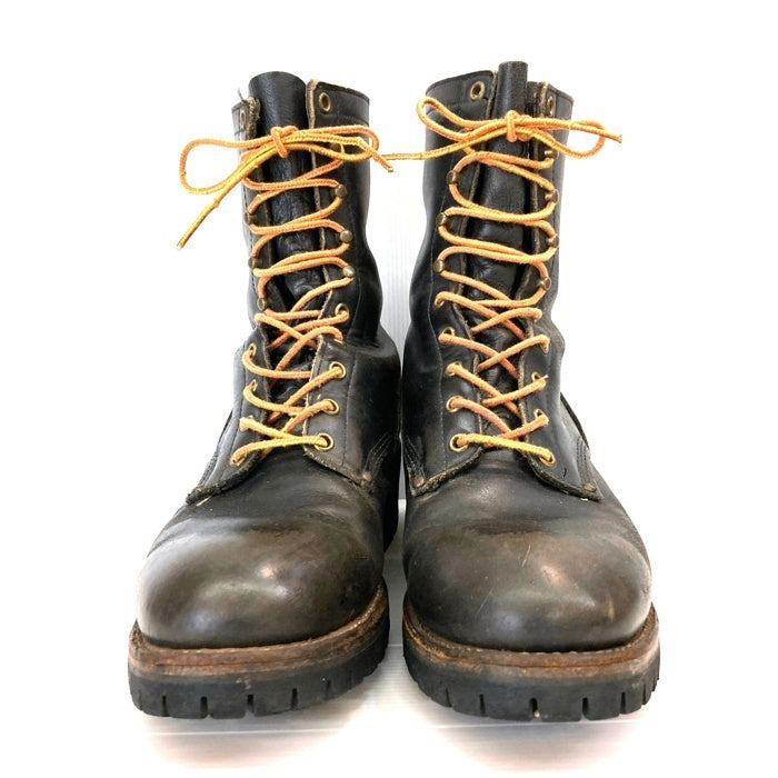 ブラック レザー ミリタリーブーツ。ビブラムソール。軍払い下げ品。 waiper_nof191504102