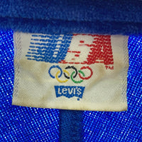 LEVI'S リーバイス TALONジップ 80s オリンピック ベロアジャケット ブルー×ホワイト size-※フロント・右袖汚れ有★ 瑞穂店