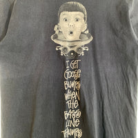 00's STUSSY ステューシー I GET GOOSE BUMPS WHEN THE BASS LINE THUMPS プリント 半袖 Tシャツ ブラック Size L 福生店