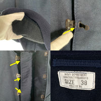HOUSTON ヒューストン U.S. NAVY 米海軍 DECK HOOK JACKET NAVY DEPARTMENT N-1 デッキジャケット フロントフック ネイビー SX65913 Size 38 福生店
