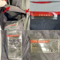 PRADA SPORT プラダスポーツ ナイロン スタンドカラー ジップアップベスト ラバーロゴプリント ライトグレー SGV217 Size 50 福生店
